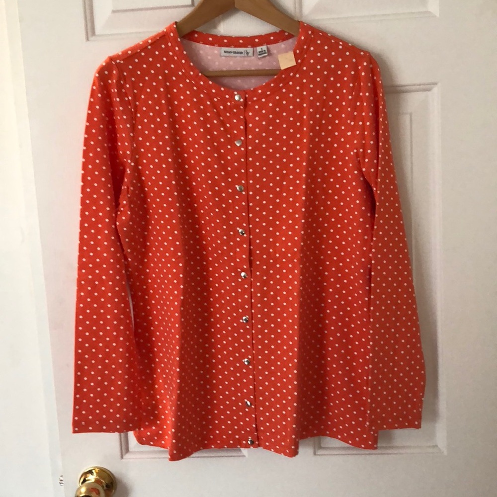 Susan Graver polka dots cotton cardigan